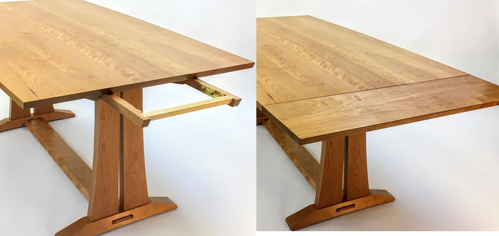 Cherry Extendable Dining Table with Hidden On-Board Storage for Leaves ...