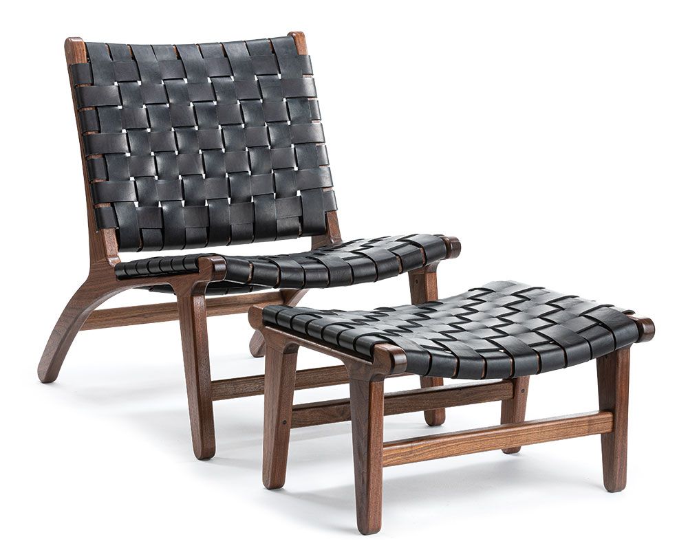 Leather Striped Lounge Chair