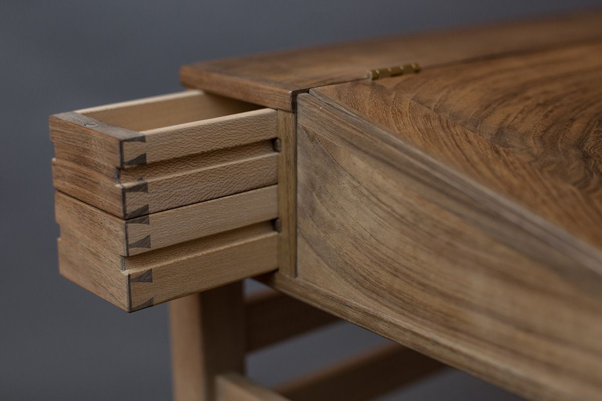 english walnut writing desk drawers