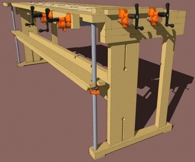 Designs for my first workbench, I've gotten a few small projects out of the  way, and I've started to design a work bench. I made this in sketchup, it  will have a