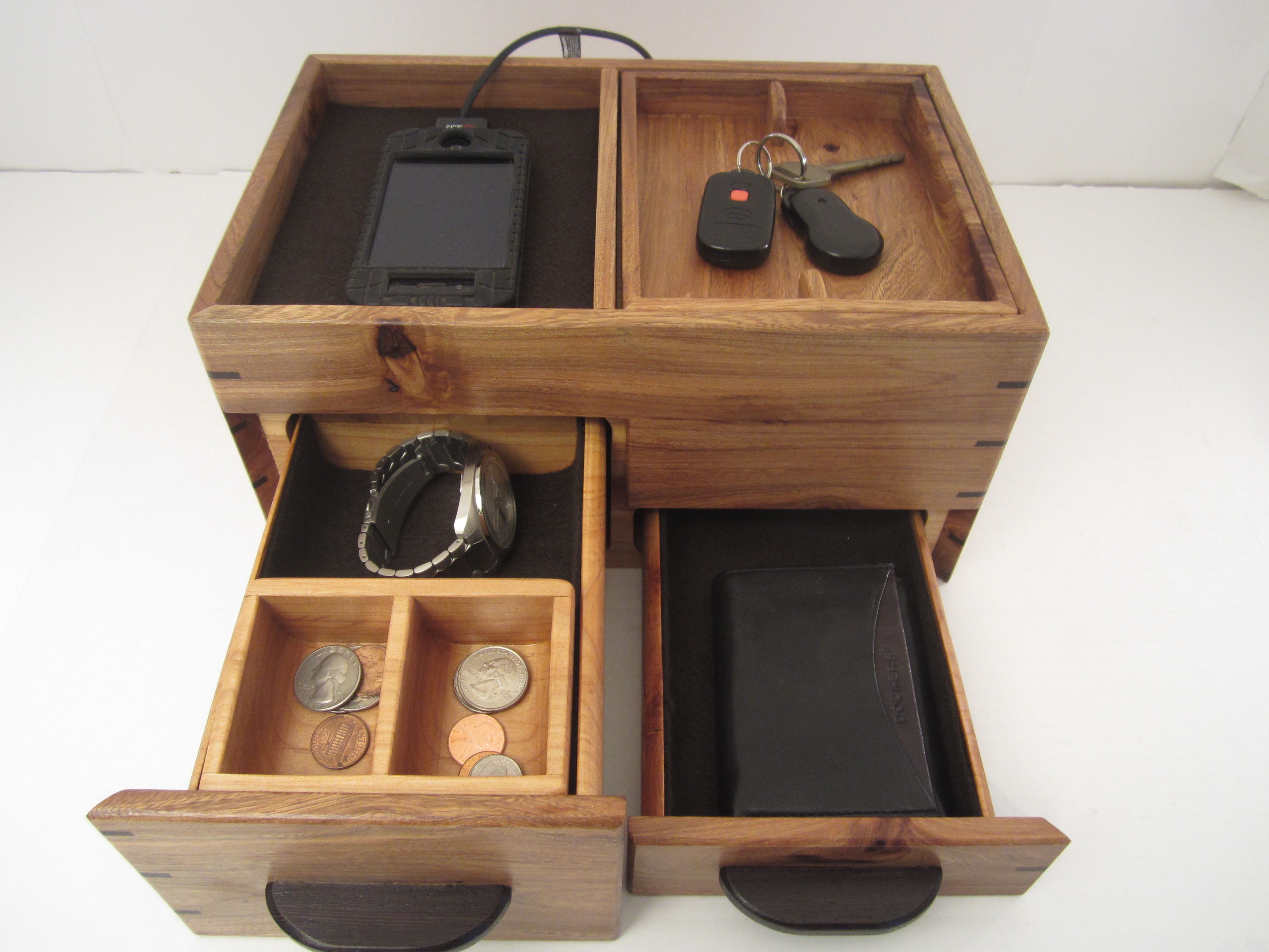 Men's Valet Box With Phone Charging And Hidden Compartments, Texas ...