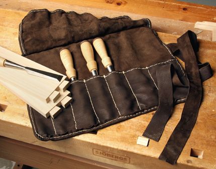 Leather Tool Roll Up Pouch Leather Tool Wrench Roll / Chisel Bag By