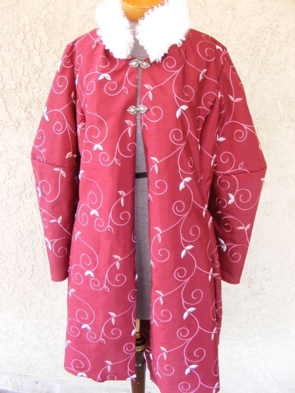 Red thread velvet embroidered coat - Threads