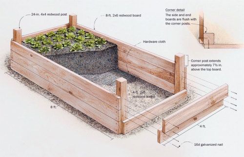 Redwood raised bed plan