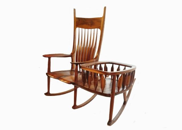 Rocking chair with store attached cradle