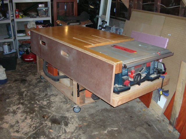 Bosch table saw stand out feed table FineWoodworking