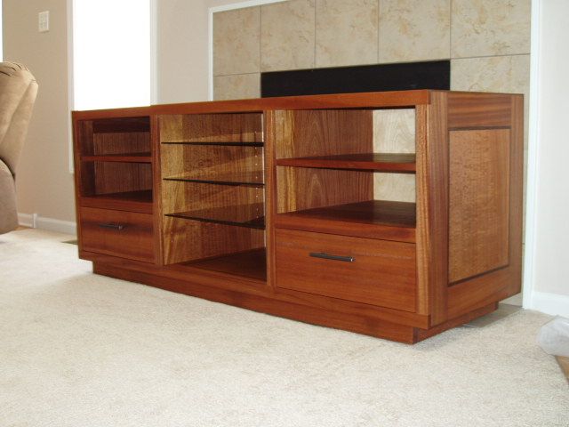 SAPELE TV STAND WITH INLAY - FineWoodworking