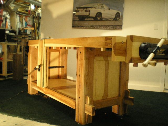 Hickory and Red Oak workbench - FineWoodworking