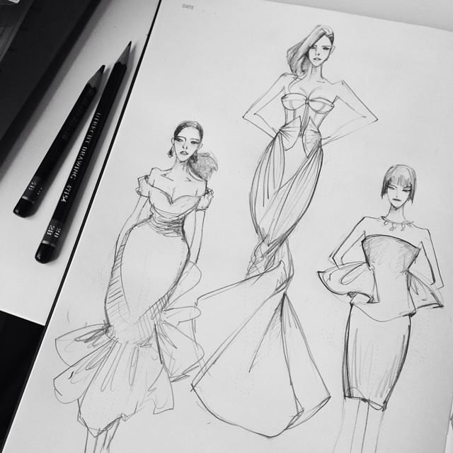 drawings of dresses with pencil