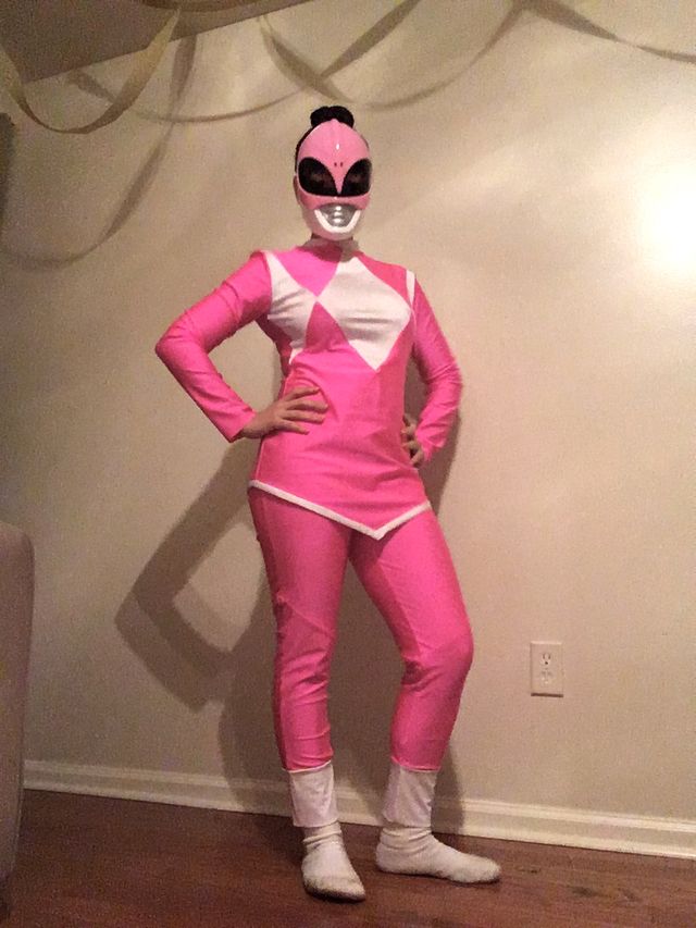 Pink Ranger Spandex Cosplay Suit Mighty Morphin Power Rangers Costume