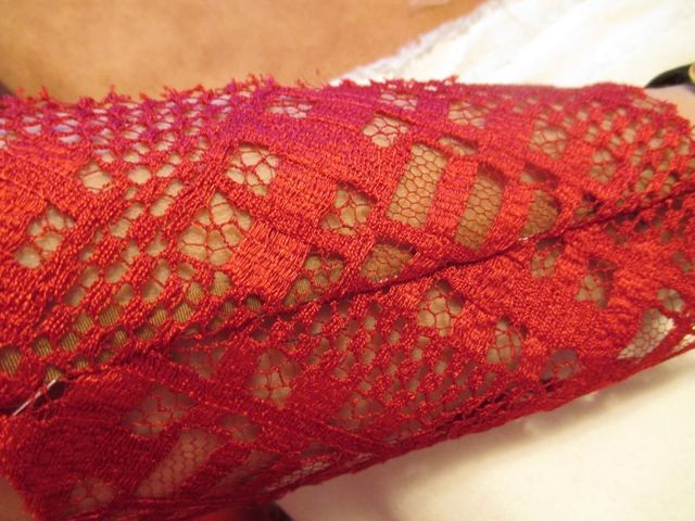 Vintage Hand Beaded French Lace - Orange