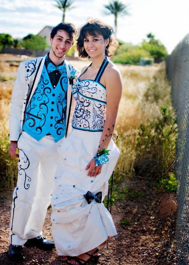 See the stunning prom dress and tuxedo made entirely of Duck Tape