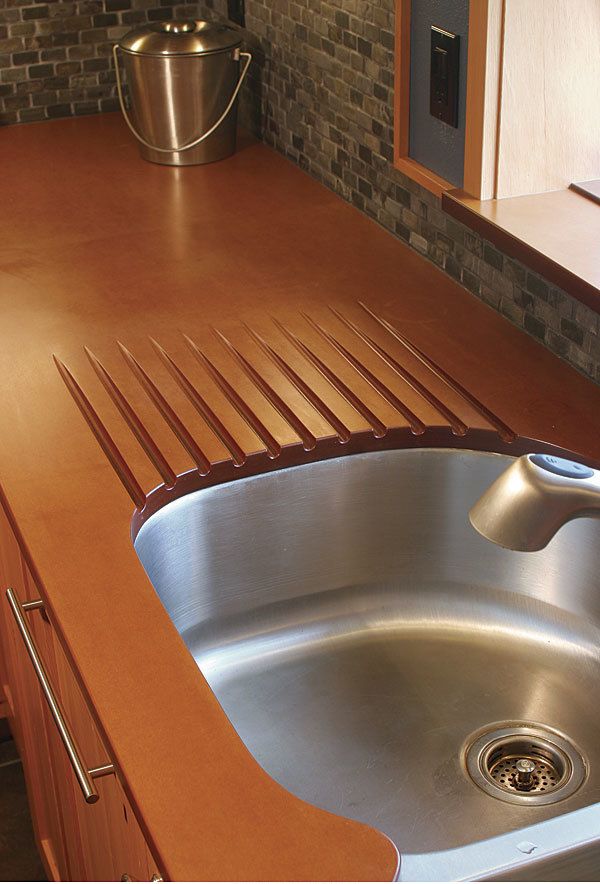 Kitchen Countertop with Built in Dish Drainer Board - Transitional