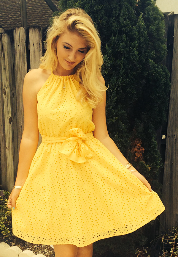 Bright yellow outlet cocktail dress