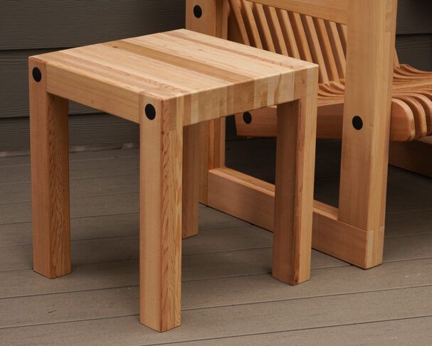 Outdoor table with butcher-block style