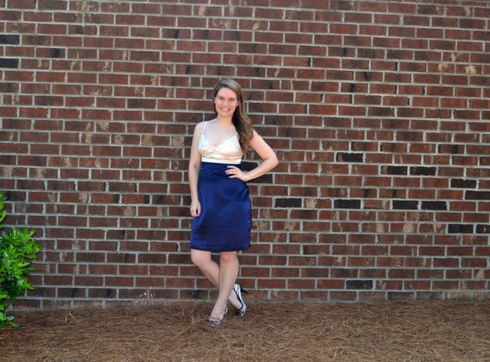 Semi Formal Blue and Tan Dress - Threads