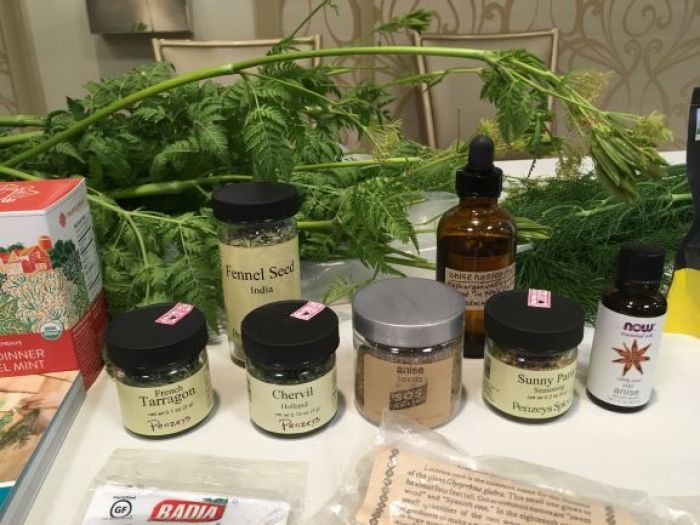 Fresh herbs, seeds, roots and products with anise-, fennel- and licorice-like flavors.