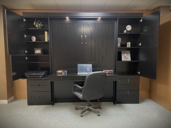 Barn Door Murphy bed and a Desk - FineWoodworking