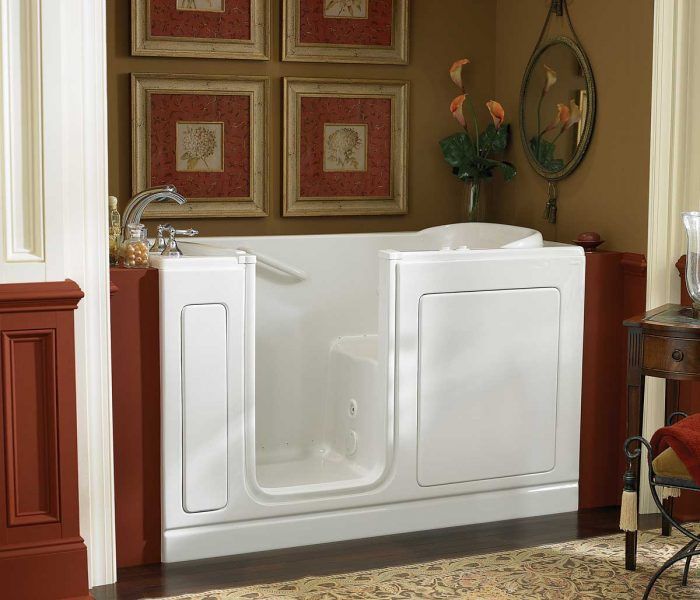 Acrylic 54 in. x 30 in. Left Hand Walk-In Air And Whirlpool Jets Hot Tub in  White With Quick Fill Faucet