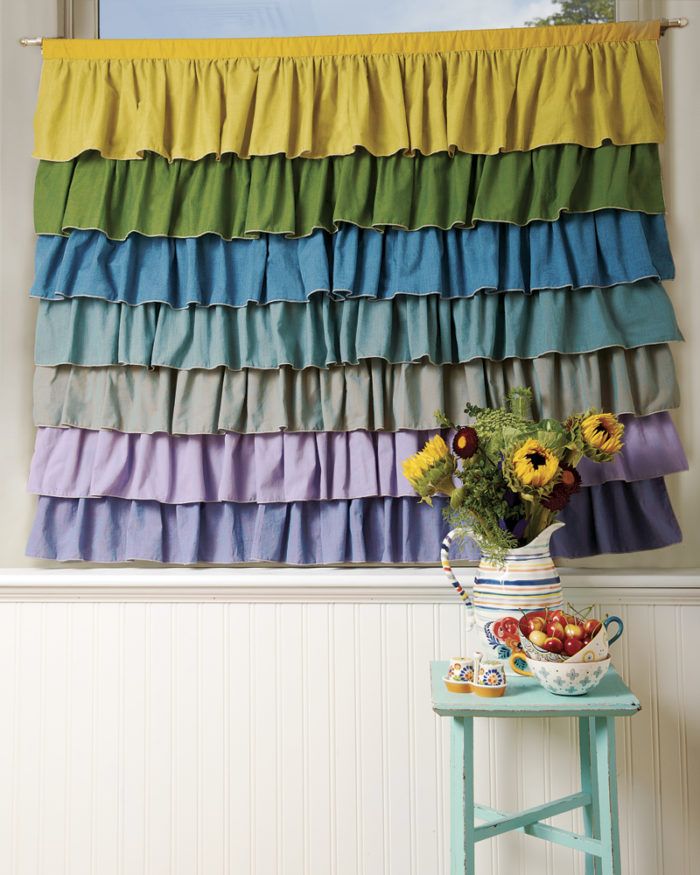 Make Ombre Ruffled Curtains Using Bed Sheets