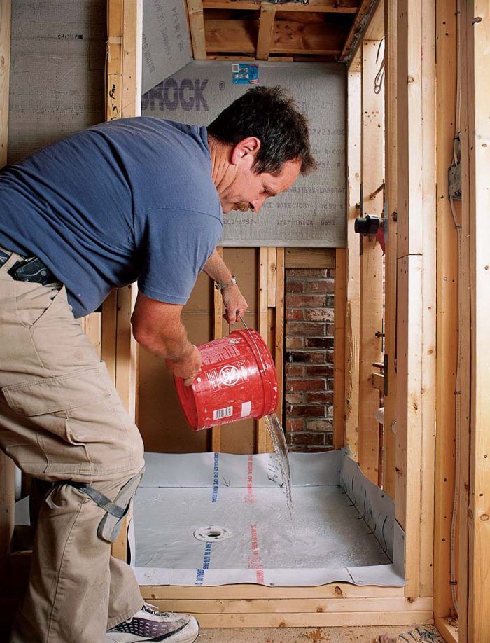 Rubber Liner, Rubber Lining in Shower Stall, Installing Rubber