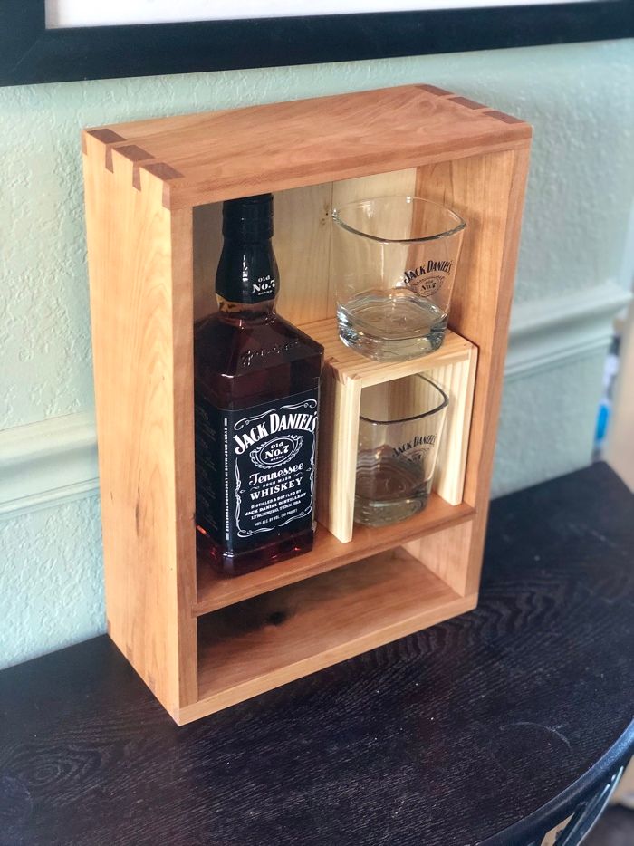 Hand Crafted Hand Dovetailed, Antique Pine, Whiskey Bottle Box by