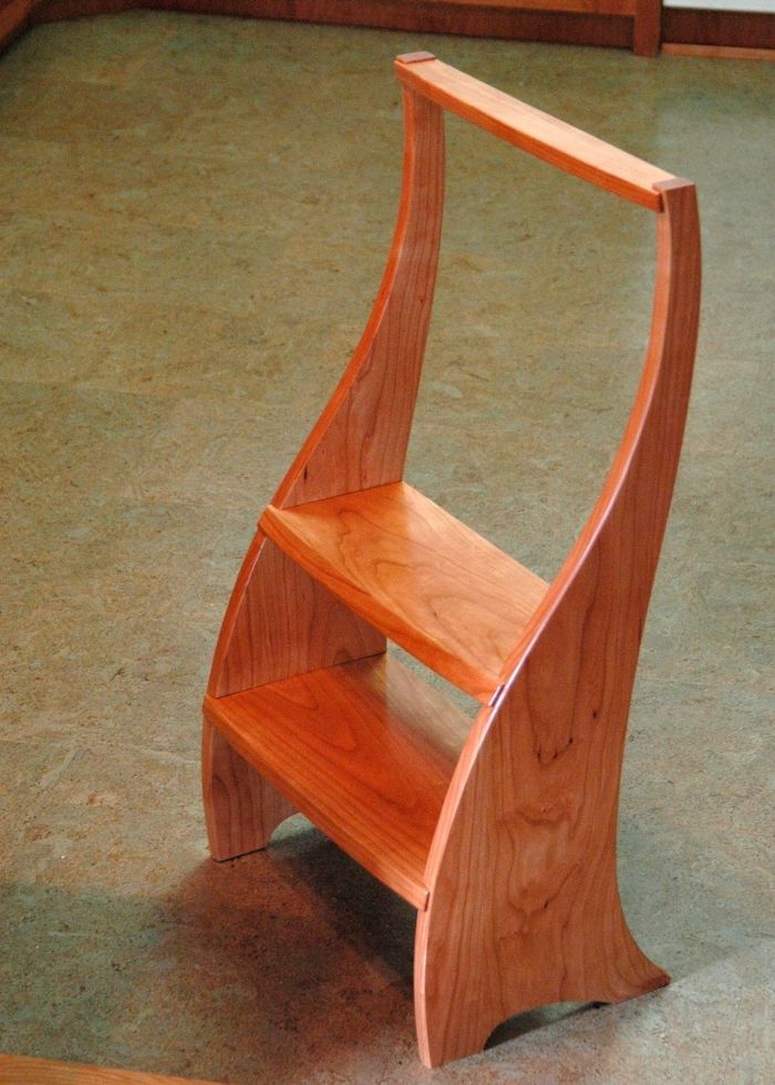 Amish Hardwood Library Step Stool Chair