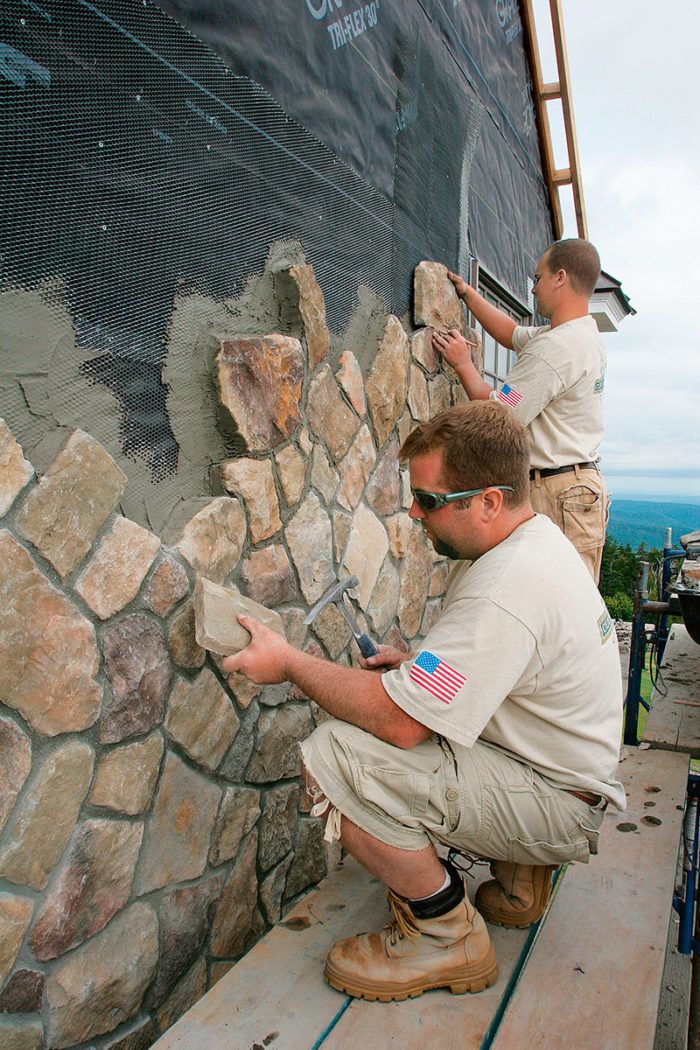 DIY Stone Veneer on House Exterior