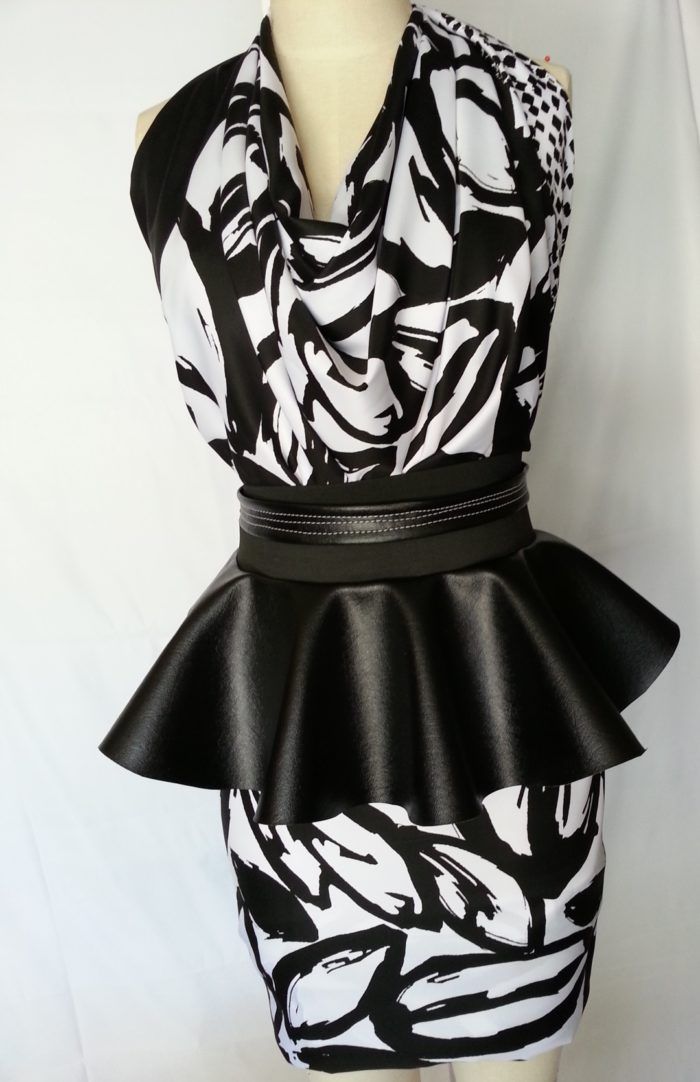 Floral Black and White Peplum Dress Threads