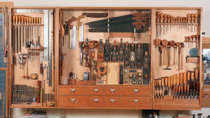 Woodworking Tool Storage Cabinet With Tools