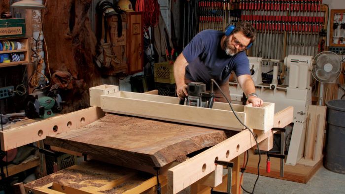 Flattening slab with hand shop planer