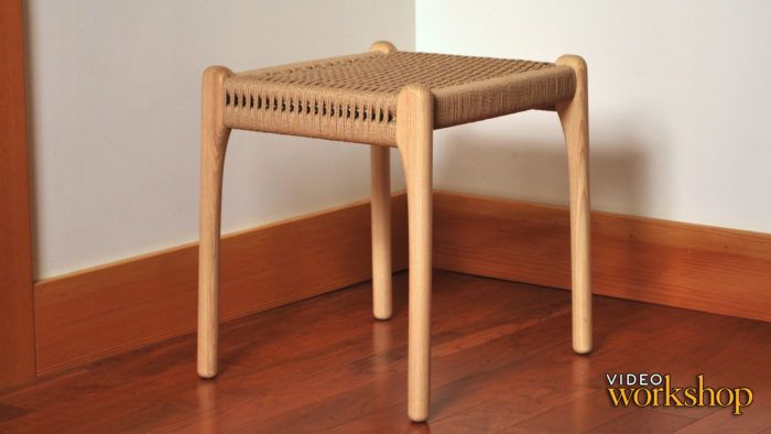 Contemporary stool with a woven Danish cord seat - FineWoodworking