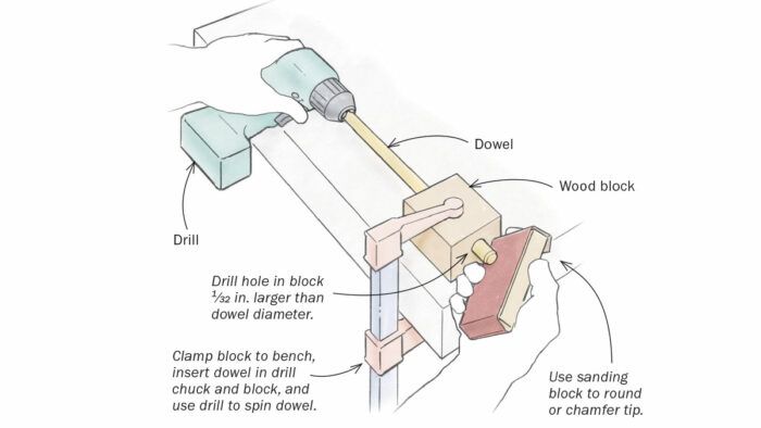 Easy way to chamfer or round a pin