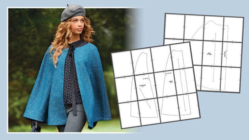 Short hooded cape with slits Sewing Pattern Beginner