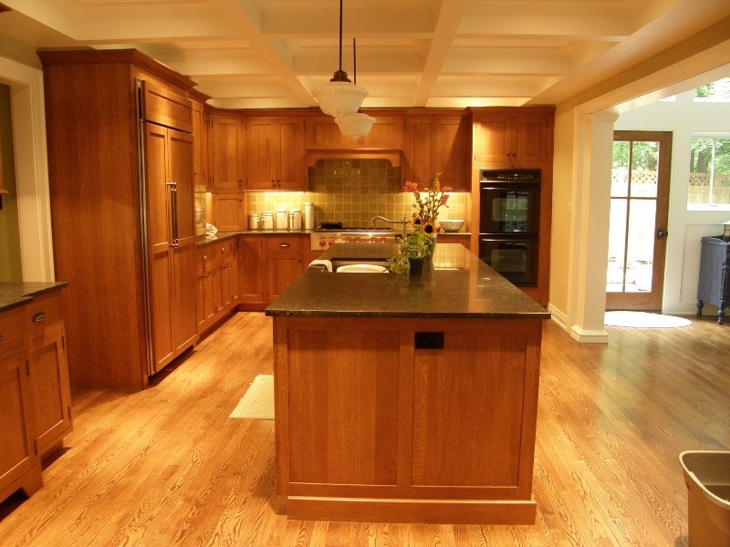 Arts and Crafts Oak Kitchen with a Coffered Ceiling - Fine Homebuilding