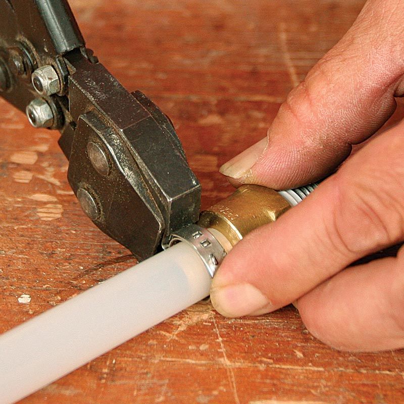 Clamp the ring with a crimper