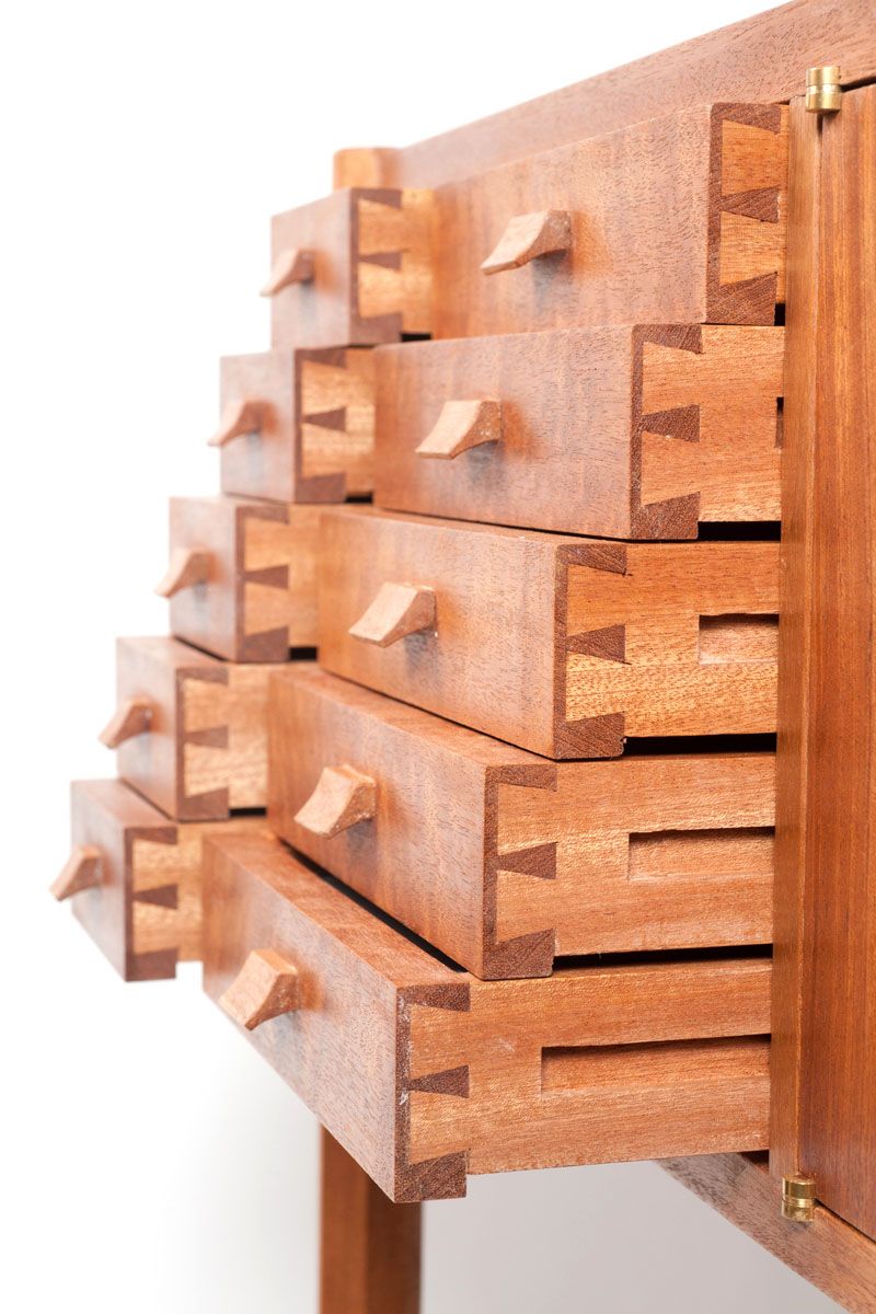 Sapele and Maple Cabinet Drawers