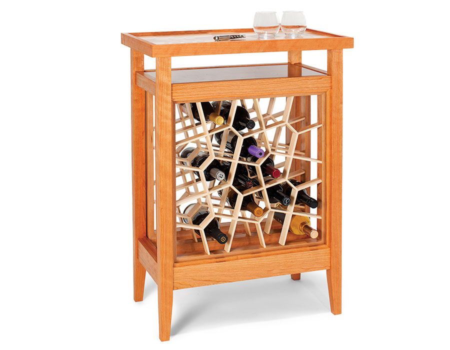 Cherry and Maple Wood Wine Cabinet