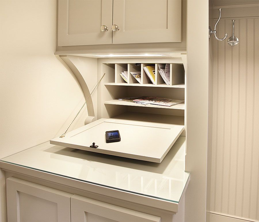 mail sorting station in mudroom