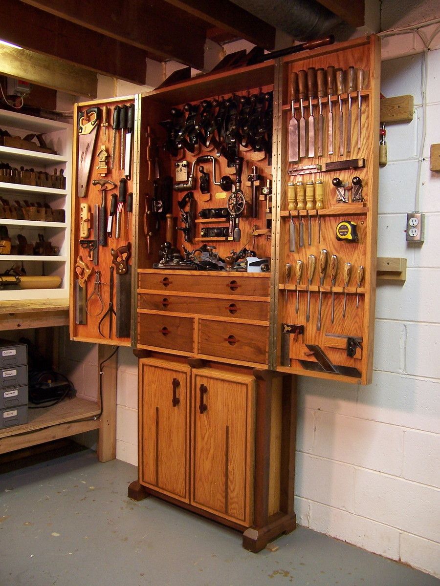 Red Oak and Walnut Tool Cabinet - FineWoodworking